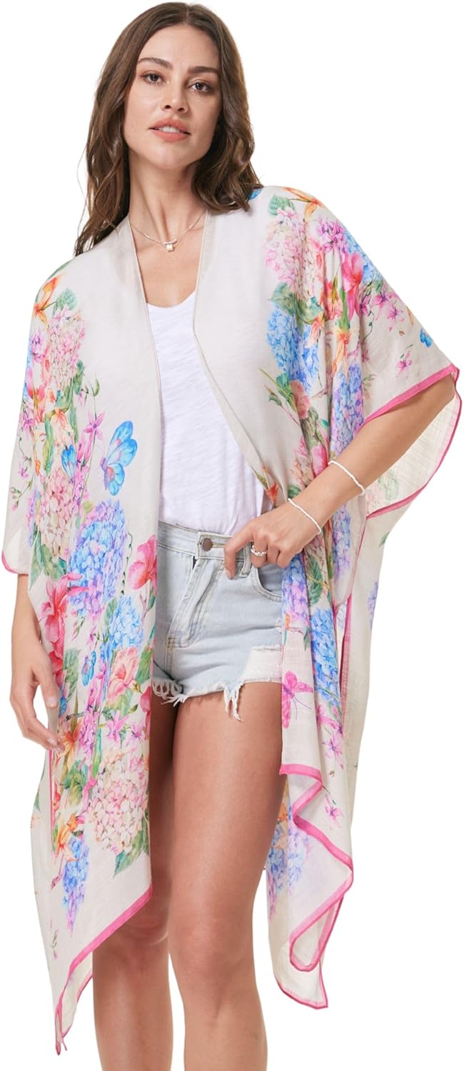 Isurrender Kimonos for Women Lightweight Swimsuit Coverup Boho Floral Beach Cover Ups for Swimwear Casual Summer Cardigan - Image 3