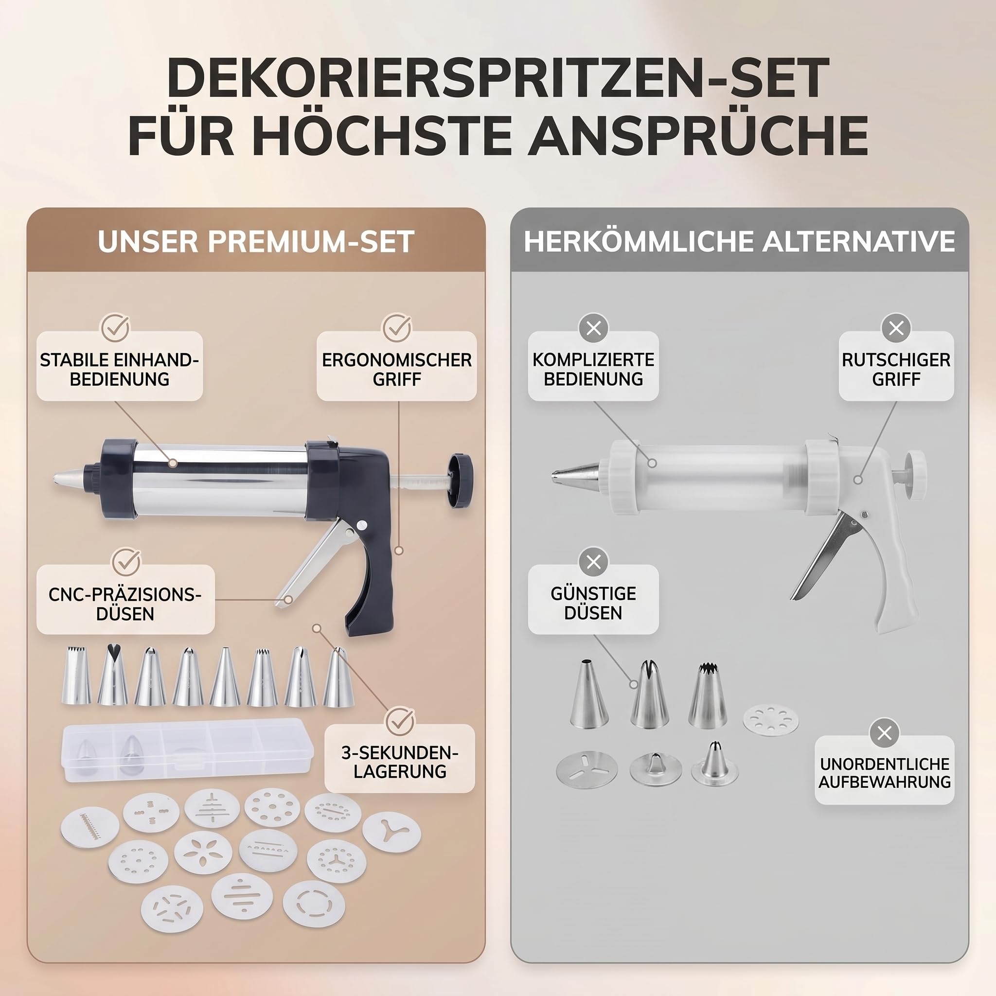 Strzykawka GARNIER z Podmiotami, Strzykawka ze Stali Nierdzewnej Syringe Syringe Sets Zestaw Pączków na Ciasto na Dżem, na Ciasto do Ciasta Dekoracja Ciasta