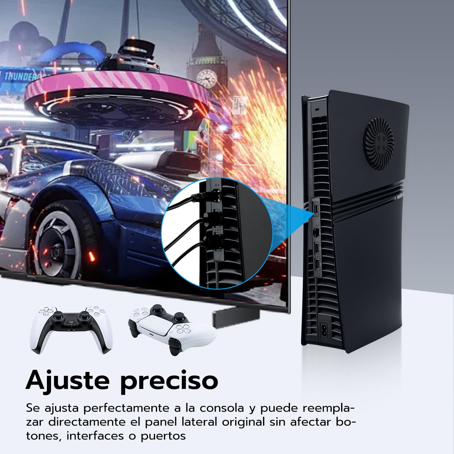 Mcbazel Placas Frontales para PS5 Pro, Cubiertas Ventiladas y Antiarañazos Compatibles con la Edición de Disco de PS5 Pro - Negro