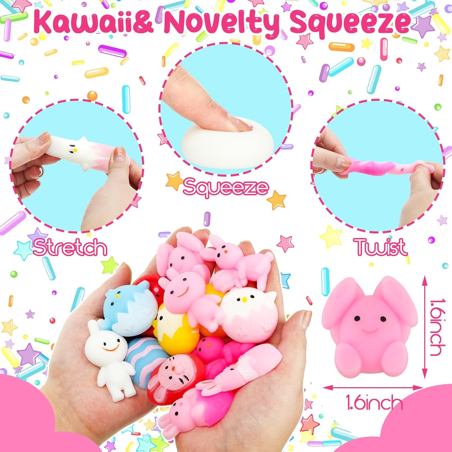 Lenwen 100 Pieces Easter Toy Bulk Party Favors Stress Relief Toy for Adults Boys Girls Easter Party Supplies Bag Fillers Treat Bags Gifts