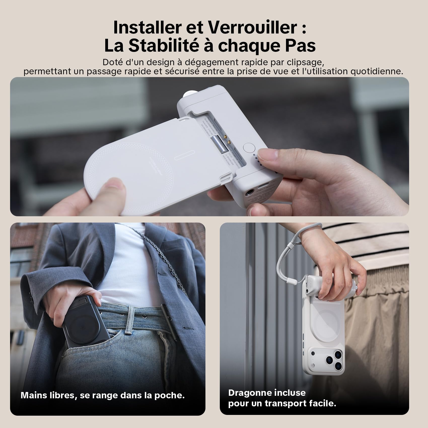 PGYTECH MagCam 2 Poignée pour Smartphone, Kit Modulaire 3-en-1, Télécommande Bluetooth, Poignée de Charge et Support MagSafe sans Fil, pour iPhone 12–17/Android 14 (Noir)