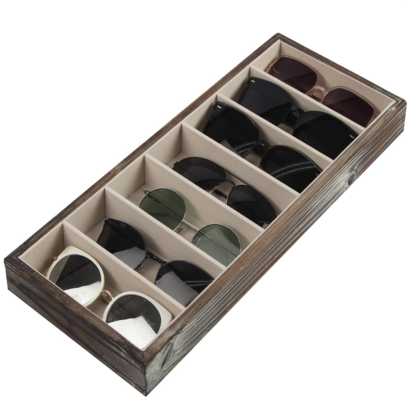 JackCubeDesign Wood 7 Compartments Eyeglass Display Organizer- MK374