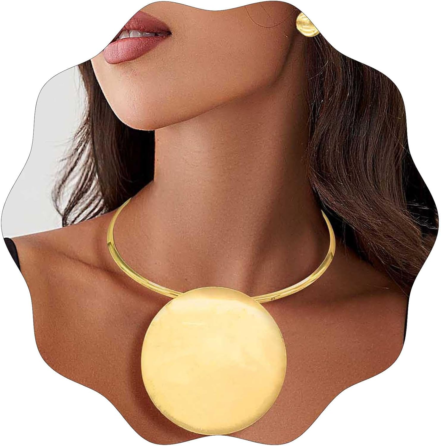 Barode African Choker Necklace Gold Round Necklaces Gothic Chunky Statement Necklaces and Earrings Set Jewelry for Women
