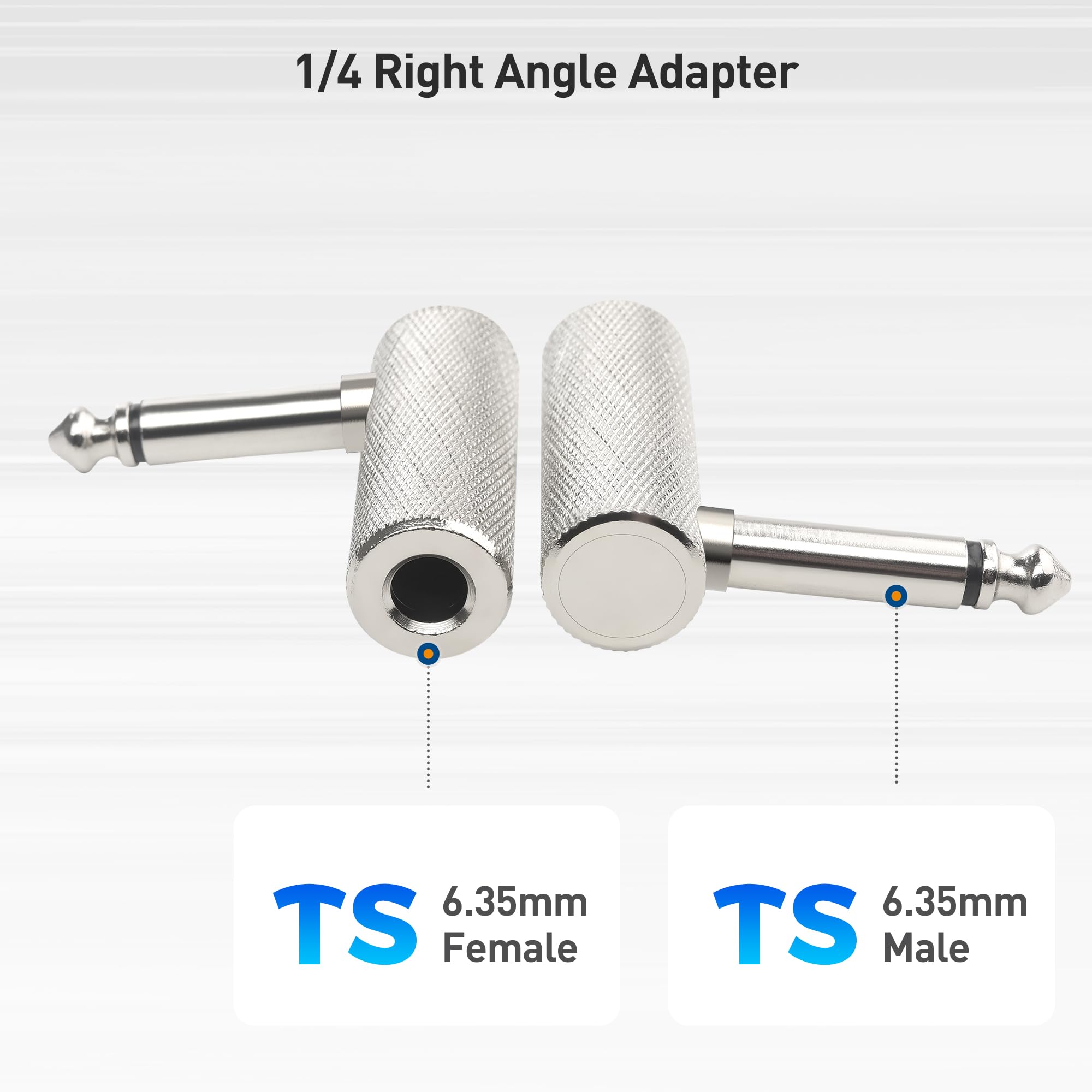 Cable Matters 2-Pack Jack Right Angle Adapter, 6.35mm Jack TS Right Angle Guitar Adapter, for Electric Guitars Bass AMP - Image 2