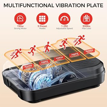 NXSCI Vibration Plate Exercise Machine,Vibrating Platform for Lymphatic Drainage with 250 Speeds,500 lbs Weight Capacity,Vibrated Plates for Weight Loss,Full Body Workout Equipment for Fitness at Home