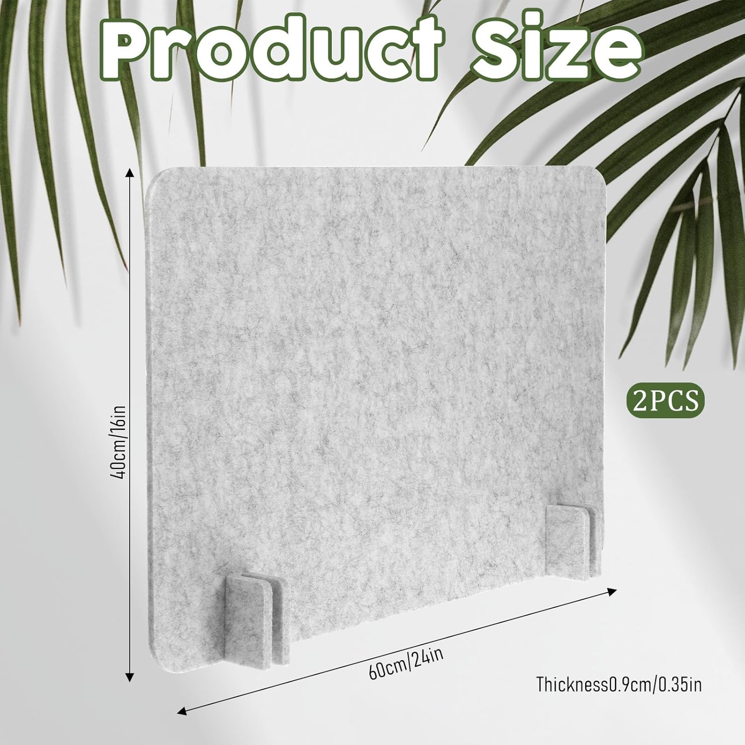 2pcs acoustic desk privacy panel, 24 x 16" desk dividers for students desk partition with support feet for office or home use(silver gray)