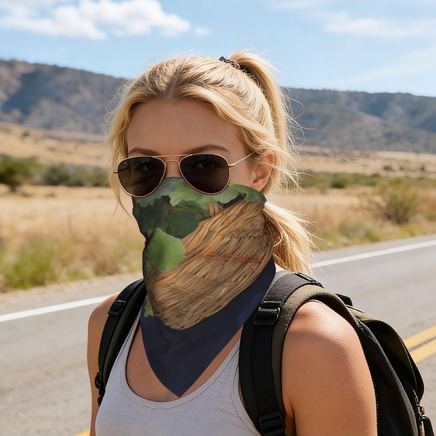 Cooling Bandanas for Men Women Square Hair Scarf 22" x 22" Novelty Headband Geranium Basket Neckerchief