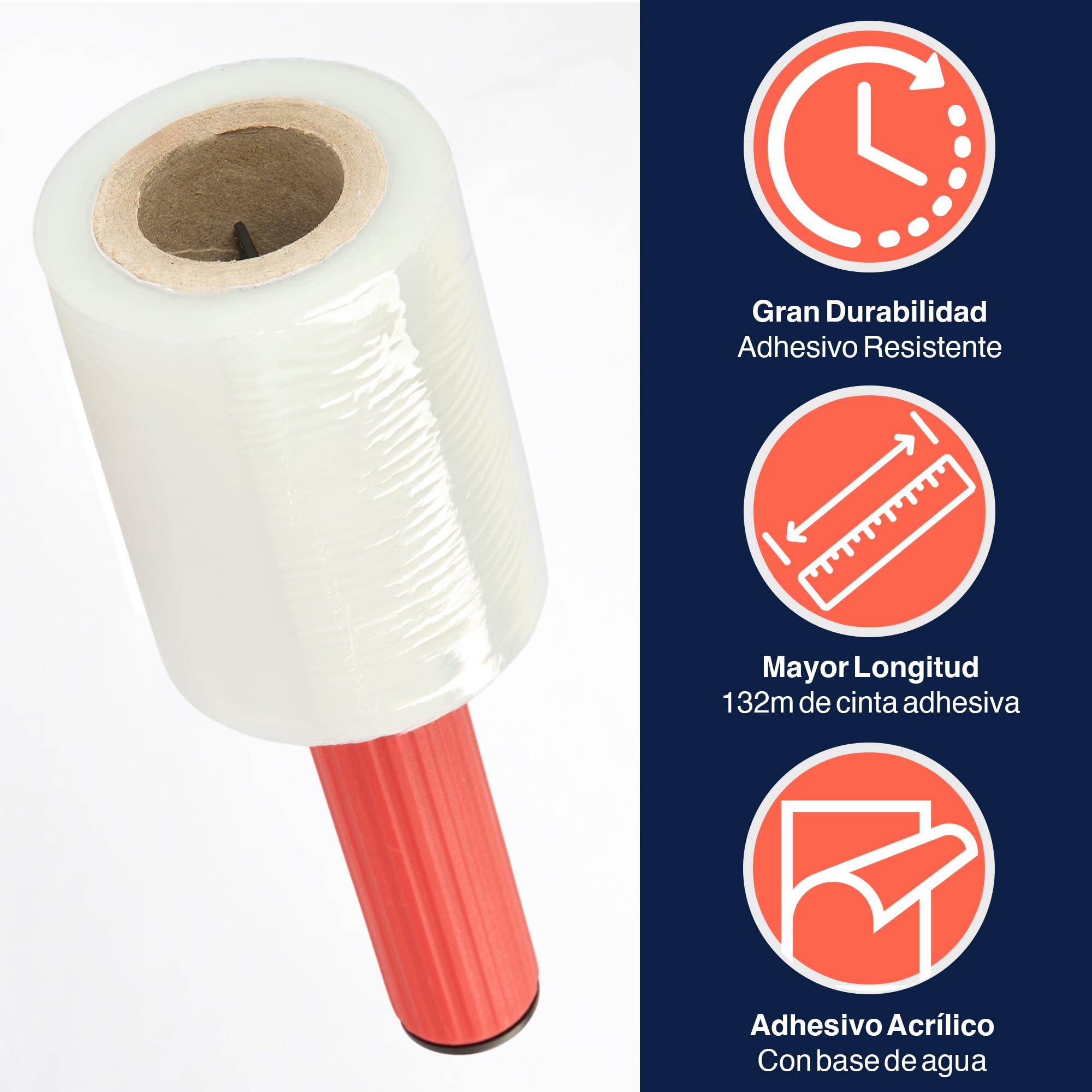 Precifilm Pack 6 Rollos de Mini Film Transparente para Embalar con Dispensador, Rollos de Plástico Embalaje de 10 cm, Ideal para Protección y Seguridad en Envíos y Almacenaje, Plástico, Transparente