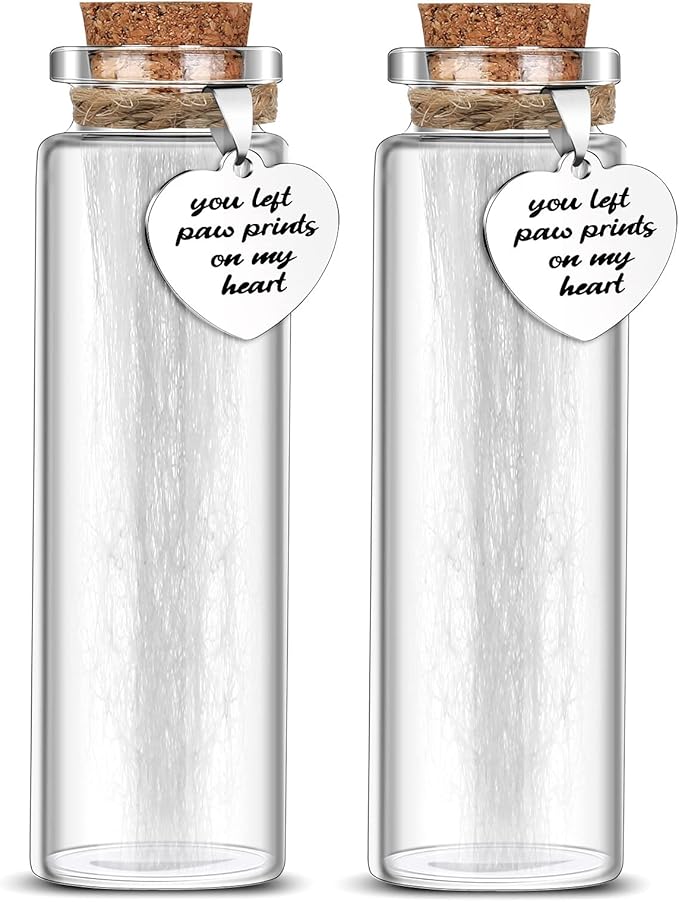 Nuenen 2 Pcs Pet Hair Glass Memorial Bottle Dog Keepsake