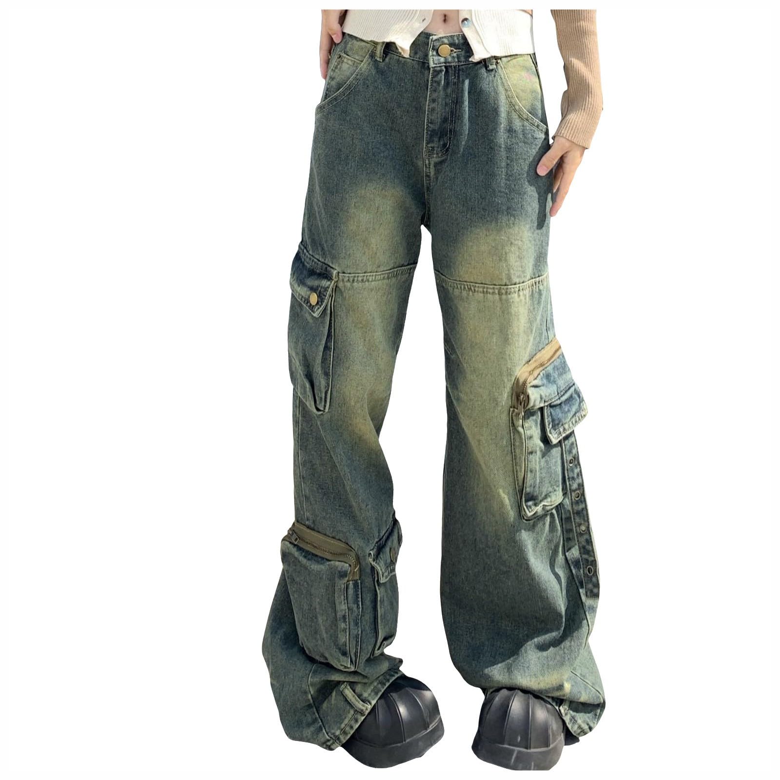 Vaqueros Mujer Jeans Pantalones Push Up Vintage Wide Leg Ropa De Talla Grande Rectos Y2K Elasticos Cargo Deportivos Tallas Grandes