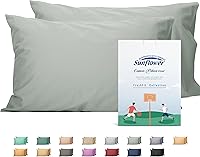 Vista 55 de Sunflower Juego de 2 fundas de almohada tamaño Queen, 100% algodón, 2 fundas de almohada Queen de 20 x 30 pulgadas, color ceniza, suaves