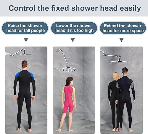 Vista 11 de BRIGHT SHOWERS Extensor de brazo de ducha de latón para lluvia y cabezal de ducha de mano, brazo de extensión universal de 5 pulgadas, altura y Cromo