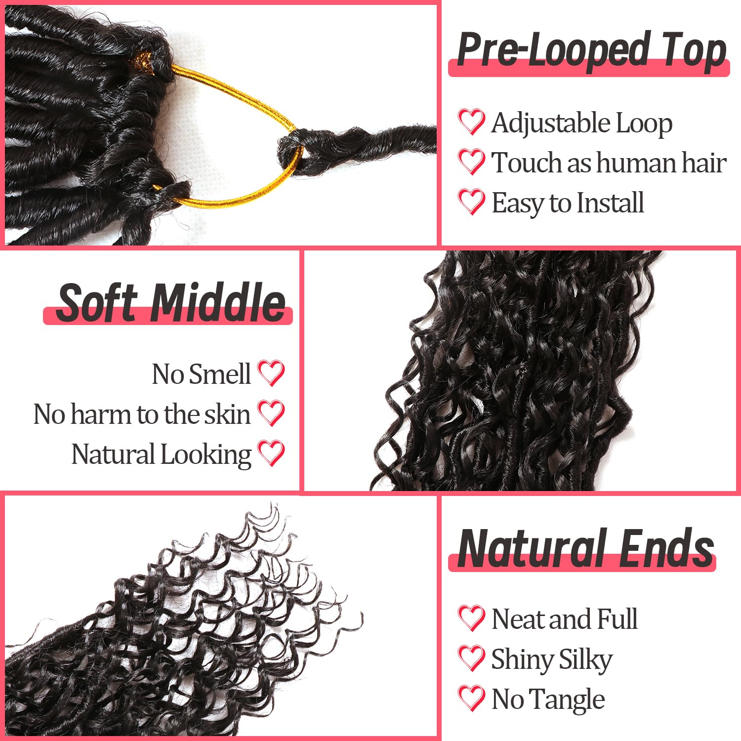 Goddess Locs Crochet Hair, Soft Pre-Looped Synthetic Faux Locs, 8 Packs