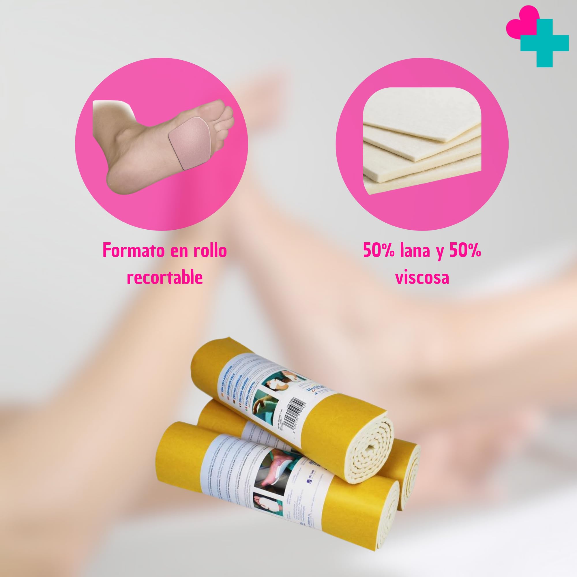 Fieltro Adhesivo Podológico Herbitas 5mm Protección Plantar Antirozaduras Recortable Autoadhesivo 1 Unidad