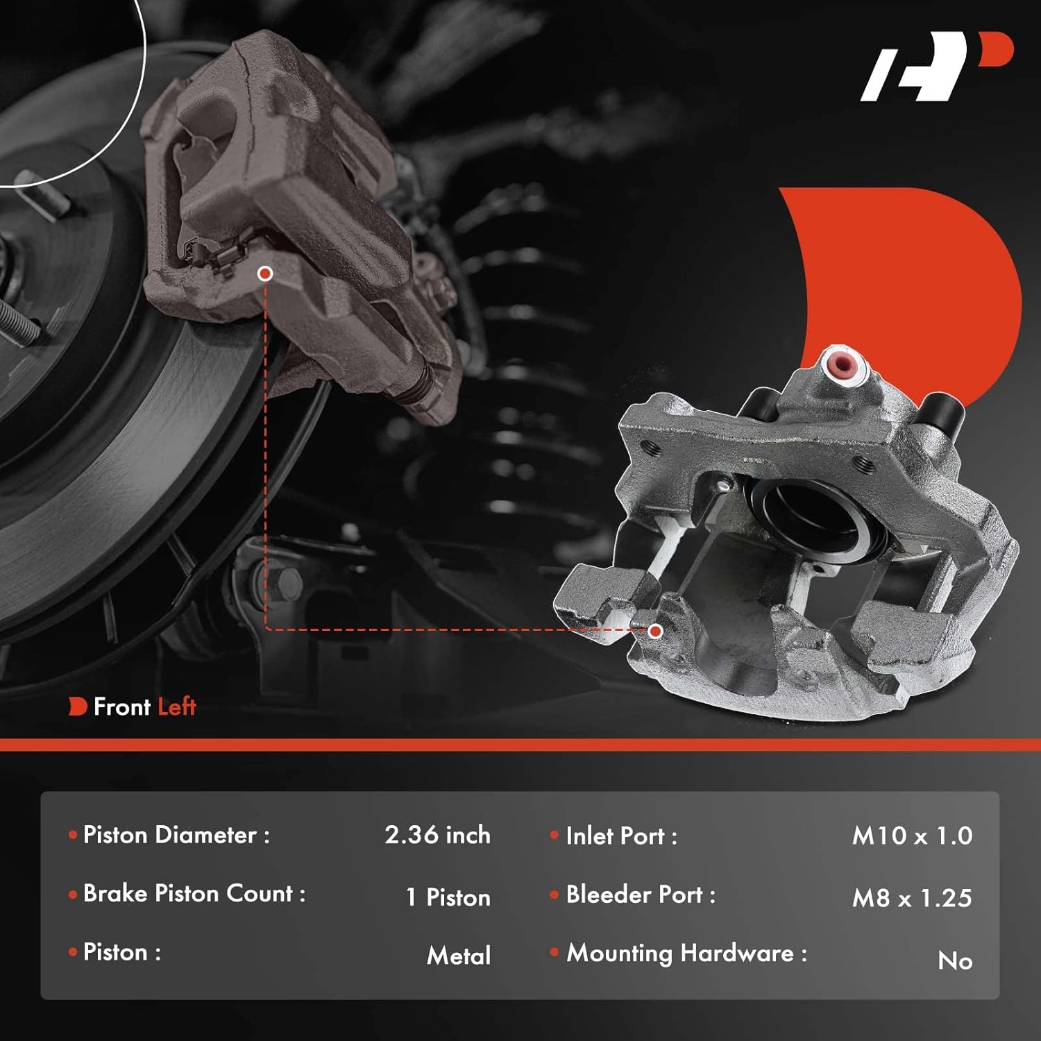 A-Premium Disc Brake Caliper Assembly with Bracket Compatible with Select Mercedes-Benz Models - 4Matic E320 2004-2005 V6 3.2L, E350 2006-2009 V6 3.5L - Front Left Driver Side