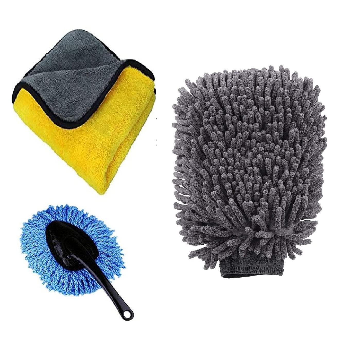 Niks 3 pcs combo 1 Microfiber Towels for Car, Microfiber Cleaning Cloth, Versatile Towels With Dual Side, for Car and Interior Cleaning, 1 Car Wash Cleaning Glove Car wash Mitt Equipment Sponges, 1 Microfiber Brush-image-17
