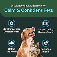 Vista 4 de VETRISCIENCE Max Veterinary Strength Calm & Confident Chews - Stress Supplement for Pets - Supports Brain Function for Cats & Dogs - with Lemon Balm