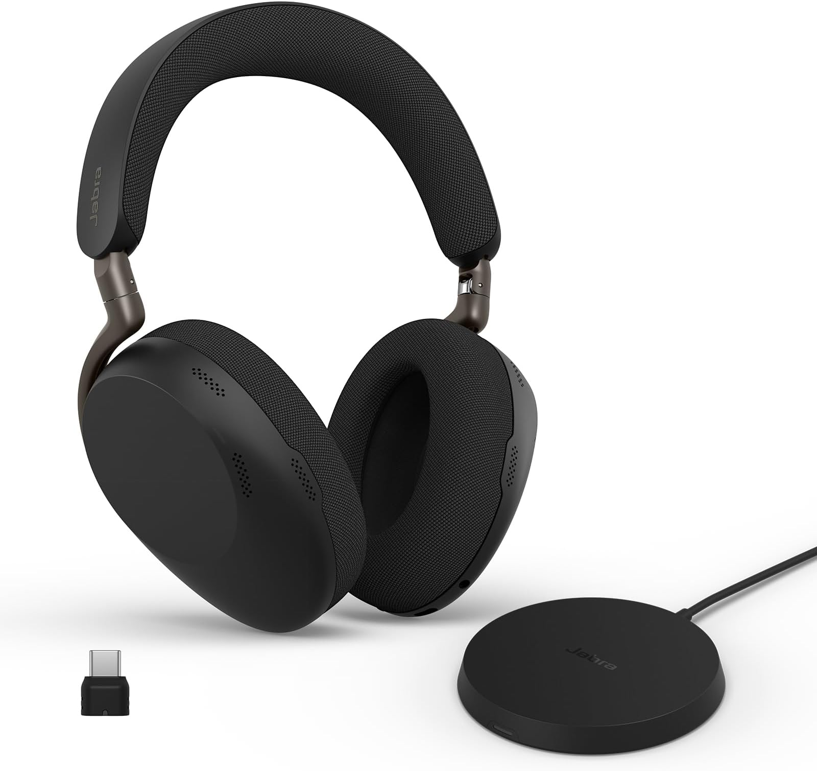 Jabra Evolve3 85 Over-Ear Wireless Bluetooth Headset with Mic and Wireless Charging Stand for Work, USB-C, AI Voice Call Technology, Adaptive ANC, 25-Hour Battery, Works with Meeting Apps, Black