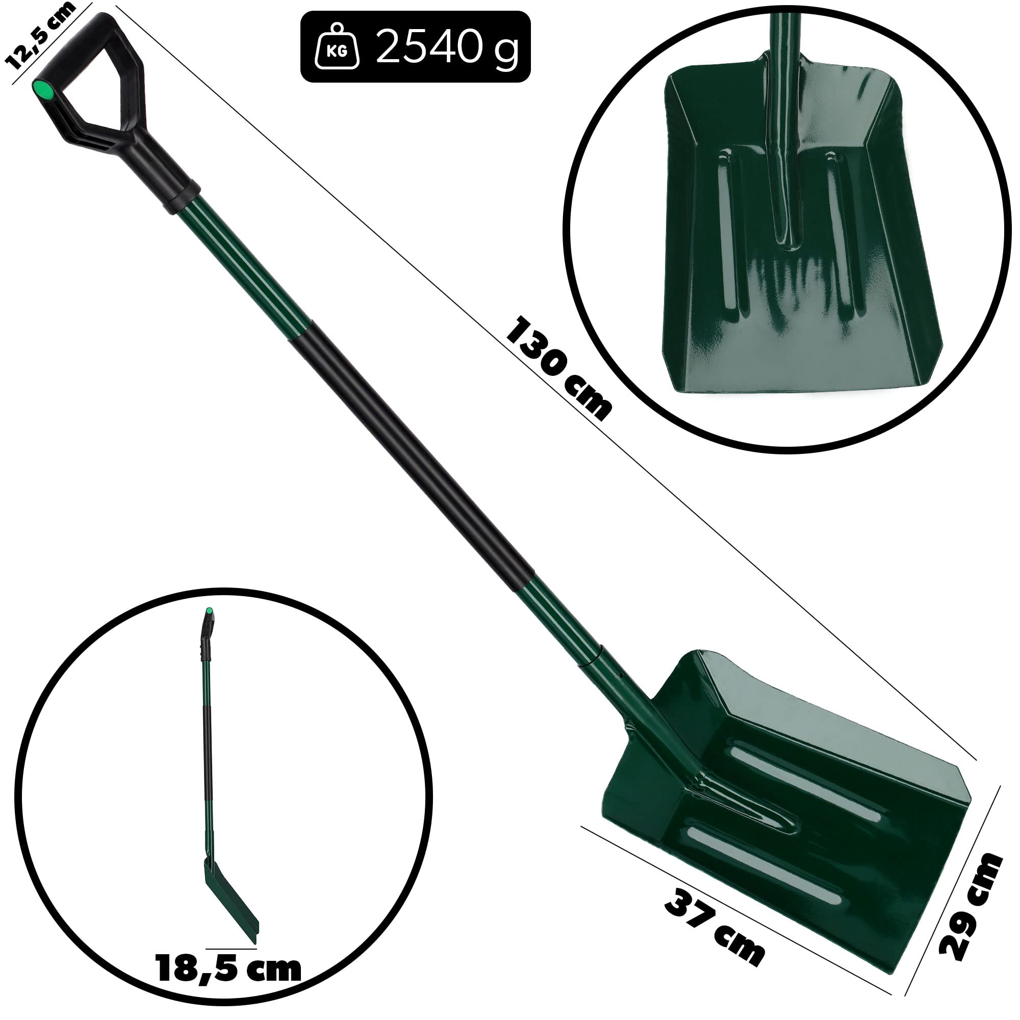 KADAX Schaufel, Kohlenstaubschaufel, Schippe mit ergonomischem Stiel, Schaufel mit stabilem Griff, robuster Spaten für Asche, Kohle, Kohlenstaub, Gartenwerkzeug, Gartenspaten (Metallstiel)