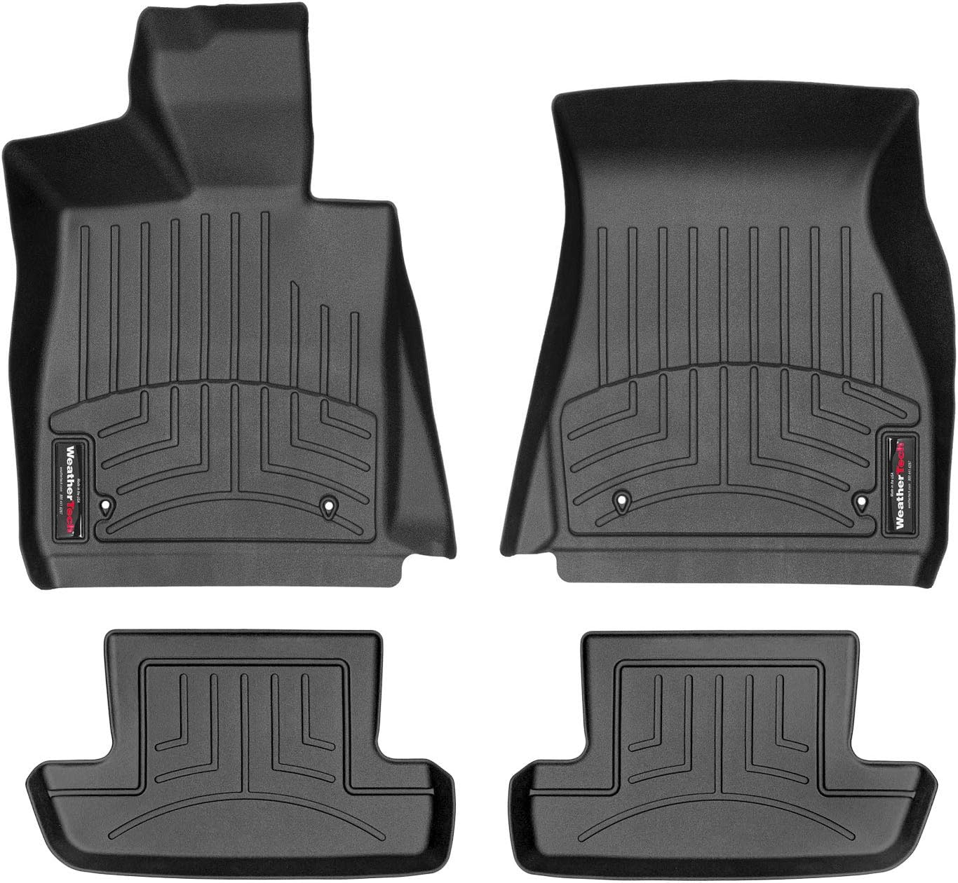 WeatherTech Custom Fit FloorLiners for BMW M850i, M8, M850i - 1st & 2nd Row (441512-1-2), Black