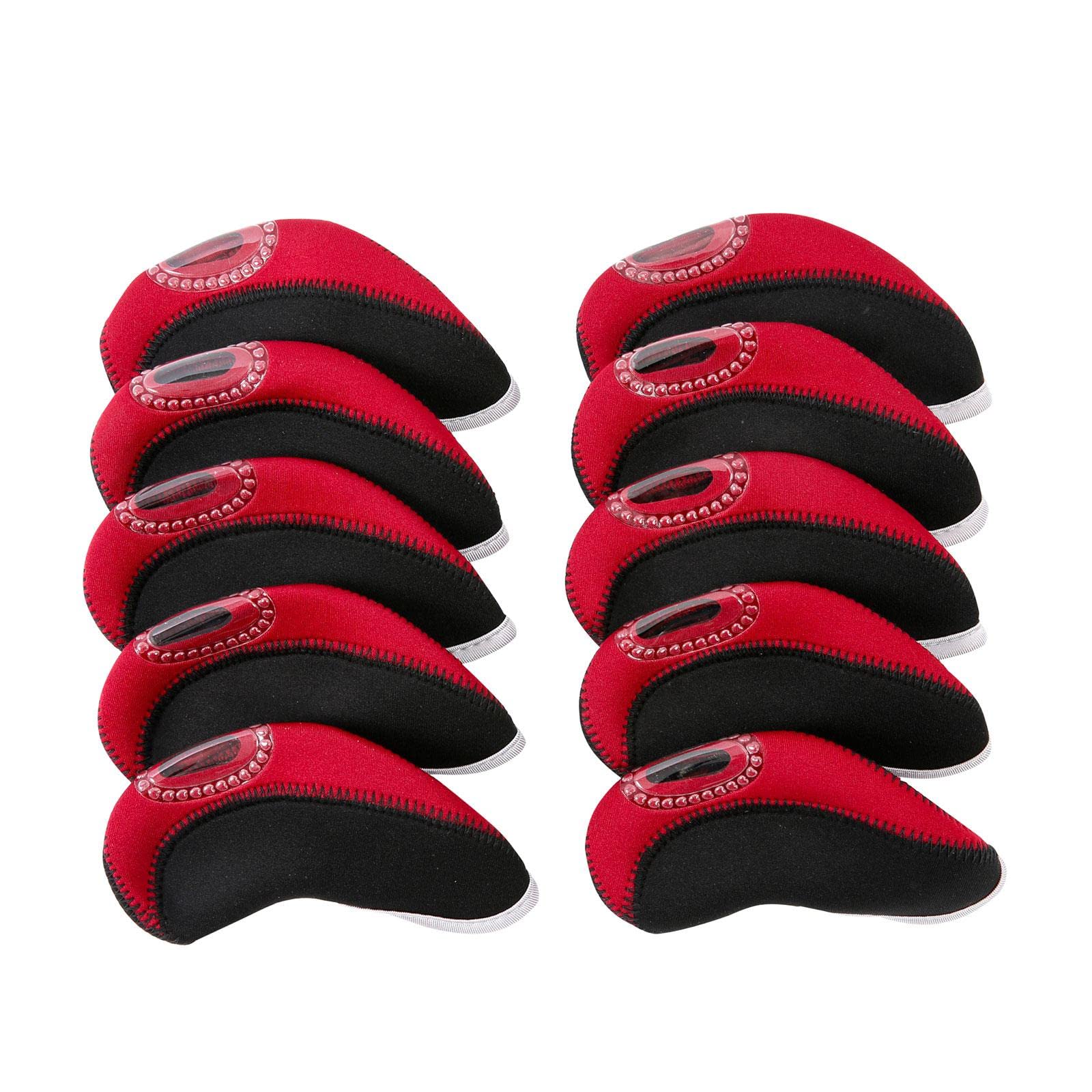 LOOM TREE® 10 Pieces Golf Iron Headcovers Golf Club Head Cover Golf Accessories Guard Red | Golf | Golf Accessories | Club Head Covers