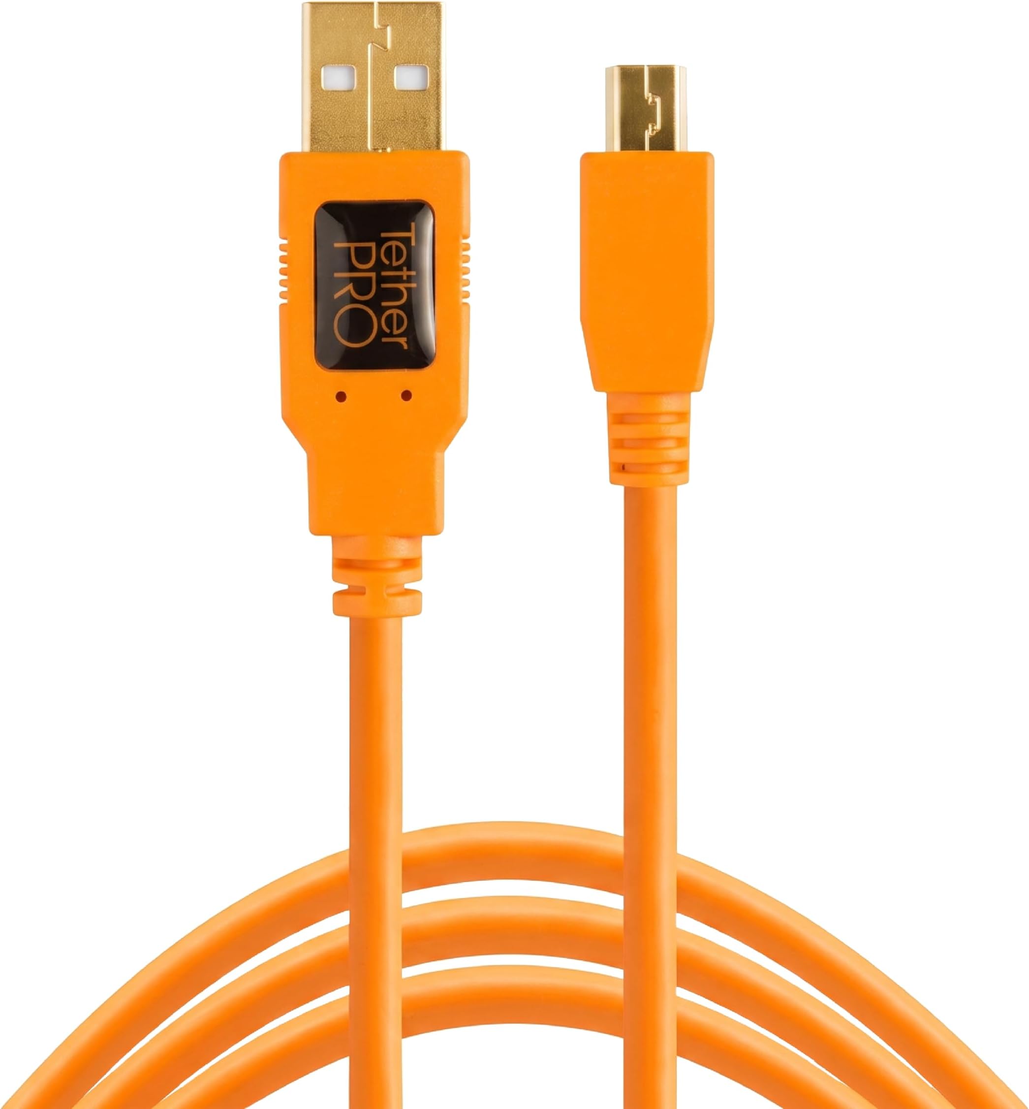 Tether Tools TetherPro USB 2.0 to Mini-B 5-Pin Cable | for Fast Transfer and Connection Between Camera and Computer | High Visibility Orange | 15 Feet (4.6 m)
