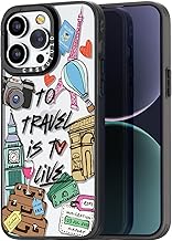 Compatible for iPhone 15 Pro Max Case Cute Aesthetic - Durable Fashion Funny Phone Case - Girly Travel Pattern Print Cover Design for Woman Girl 6.7 inches Black