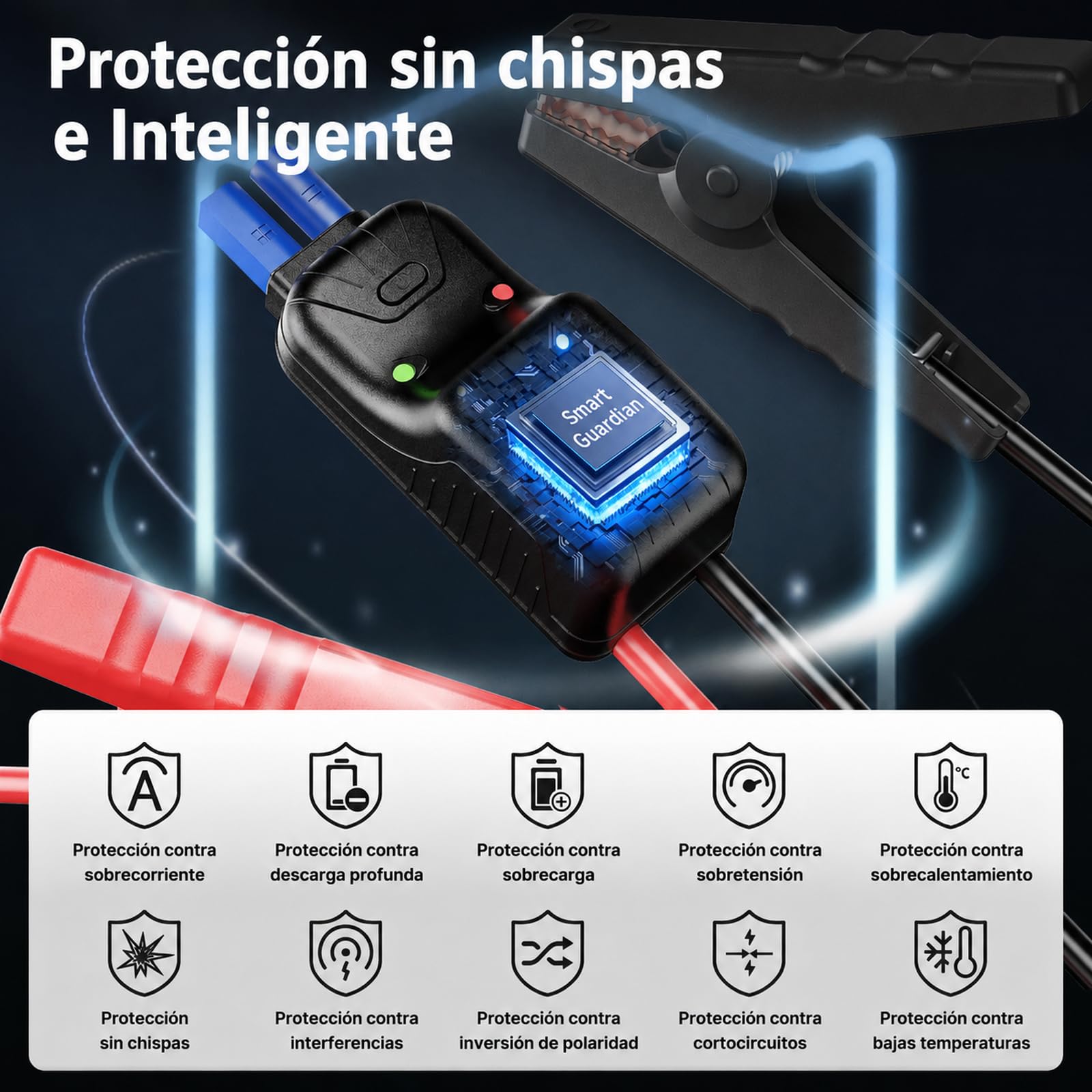RSH Arrancador de Baterías de Coche 4000A con Compresor de Aire 150PSI – Jump Starter Portátil 12V 10000mAh para 9,0L Gasolina y 6,5L Diésel – Pantalla LCD, Linterna LED, Carga USB 18W