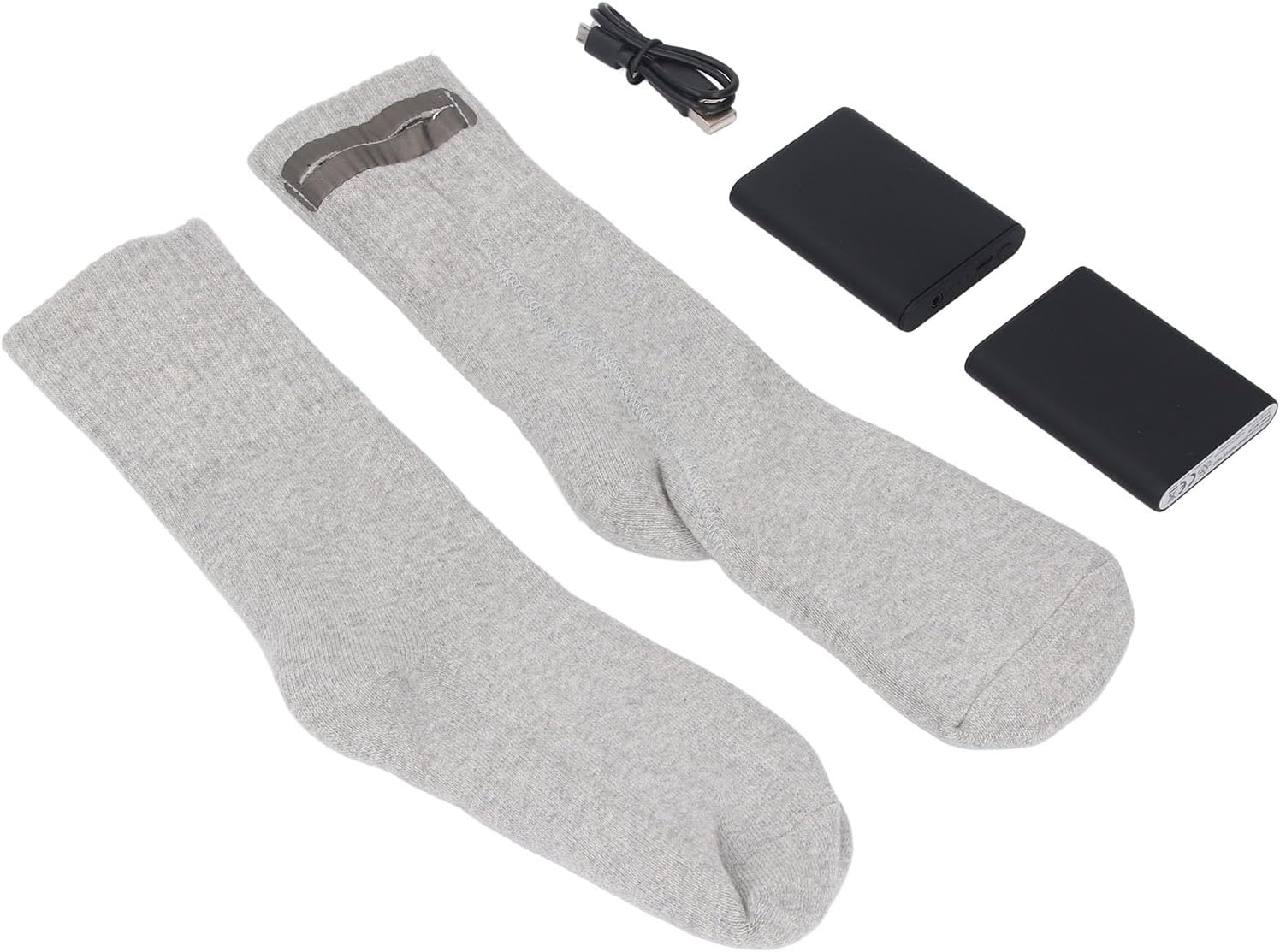 Luqeeg Heated Socks, Rechargeable Electric Heating Socks, Double Charging Power Banks Stretchy with Warm Design, Ideal for Skiing, Skating, Sporting, Hiking, Camping & Fishing