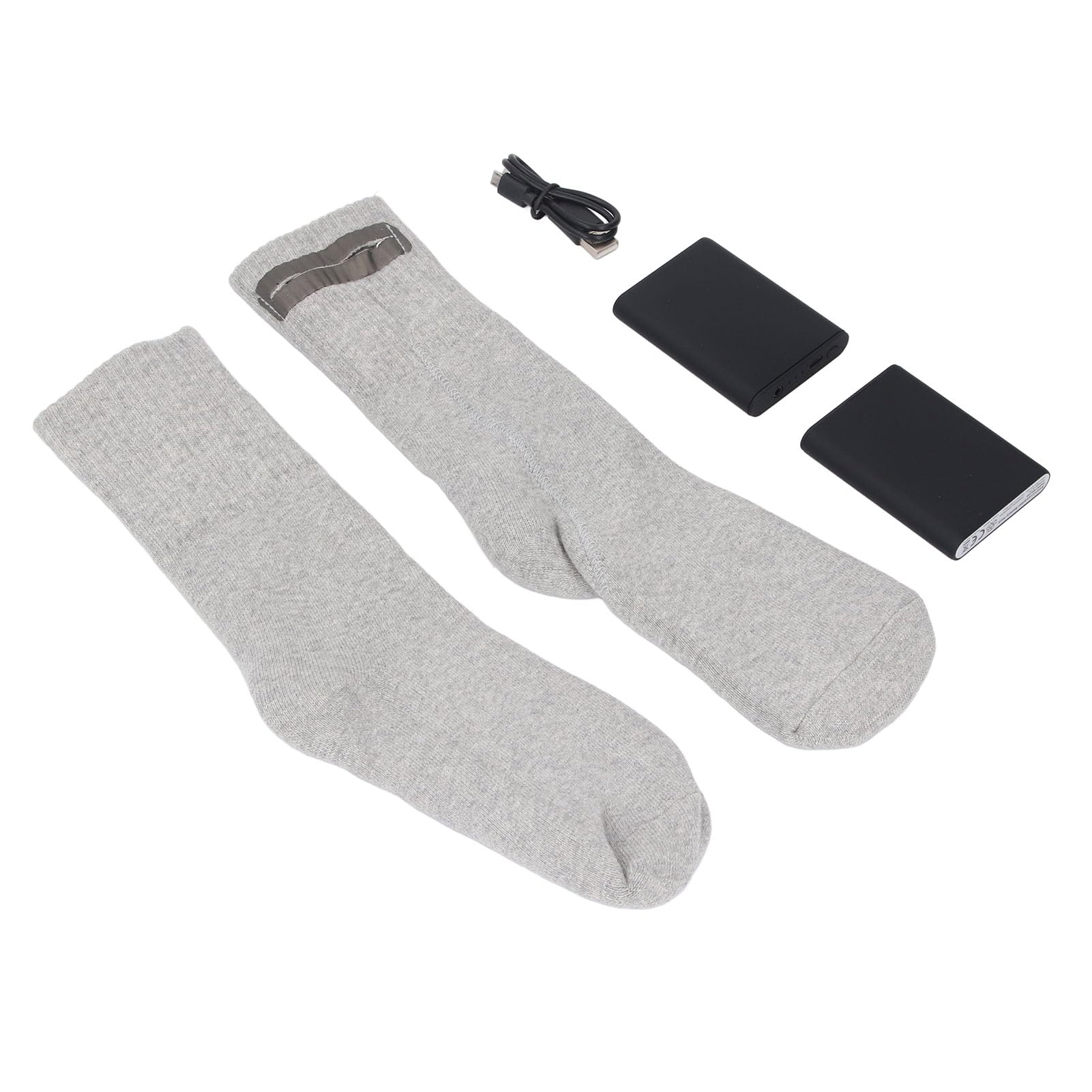 Luqeeg Calcetines Térmicos, Calcetines Térmicos Eléctricos Recargables, Bancos de Energía de Doble Carga Elásticos con Diseño Cálido, Ideales para Esquí, Patinaje, Deportes, Senderismo, Camping y