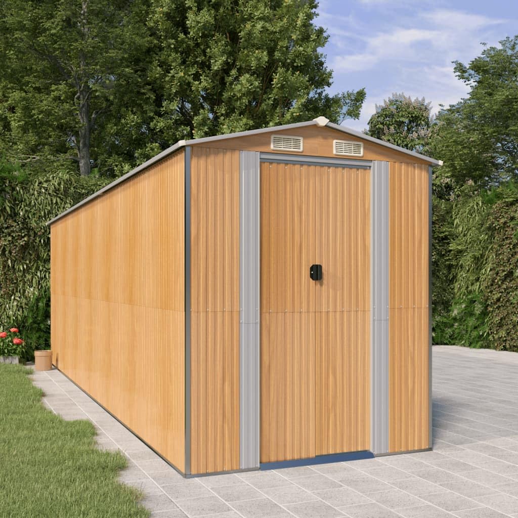 Générique Abri de Jardin Marron Clair 192x606x223 cm Acier galvanisé,Maison & Jardin,Pelouses & Jardins,Vie en extérieur,Structures extérieures,Cabanes & abris de Jardin,3147476