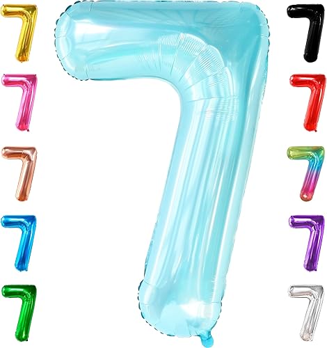 KatchOn, Globo gigante azul claro del número 7 de 40 pulgadas  Globo de 7. cumpleaños para decoraciones de cumpleaños de 7  Globos 7 para cumpleaños