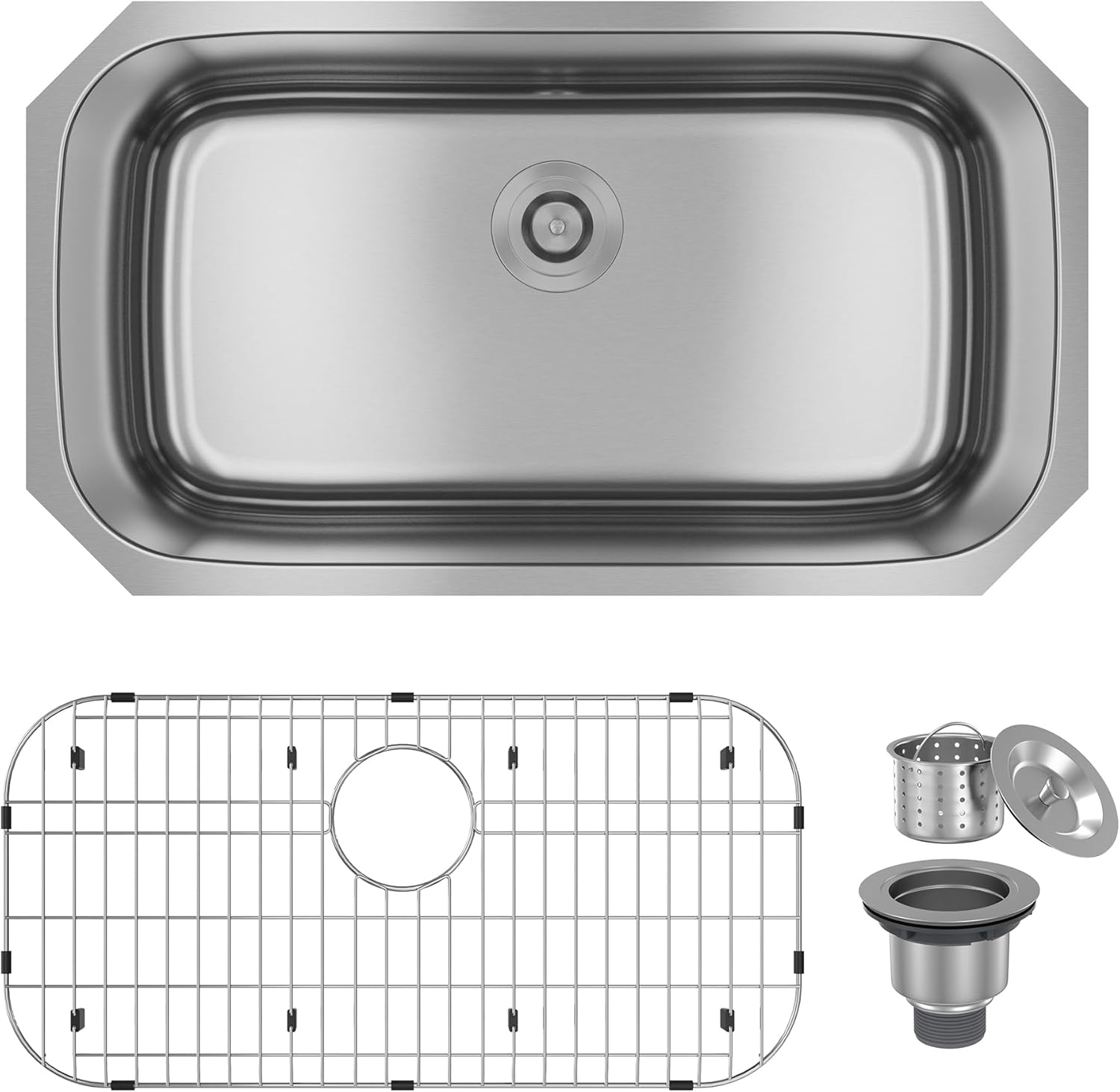 CASAINC 32x18 inch Undermount 18 Gauge Single Bowl Stainless Steel ...