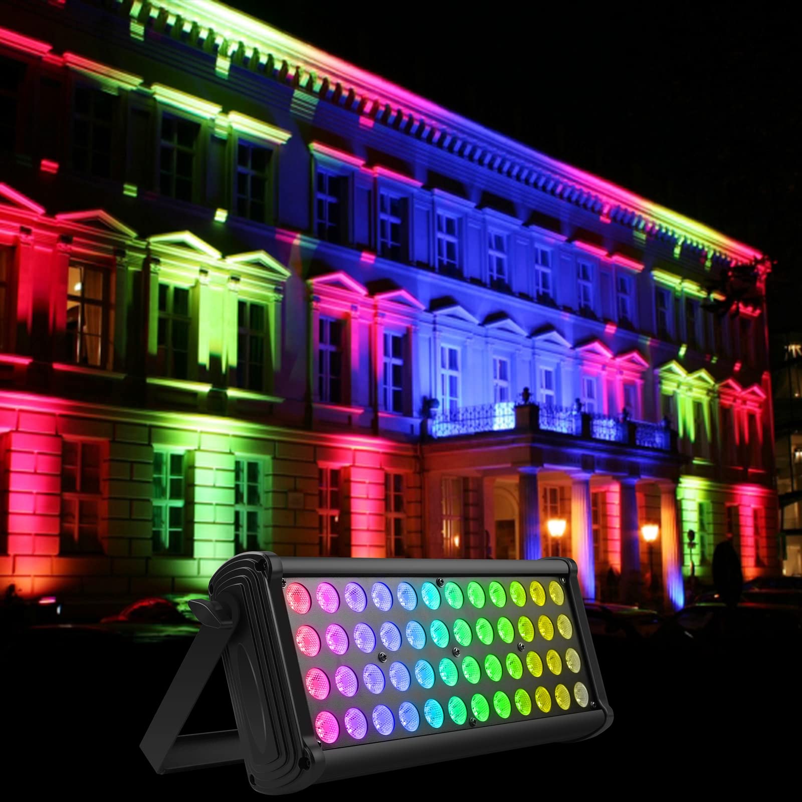 Wallwasher Luz de Escenario, ZonQoonz 48 RGB 3 en 1 LED dmx512 Luz de Fiesta Iluminación de Edificios para Eventos en Bar, Karaoke, Discoteca, Navidad, Halloween, Boda, 6PCS