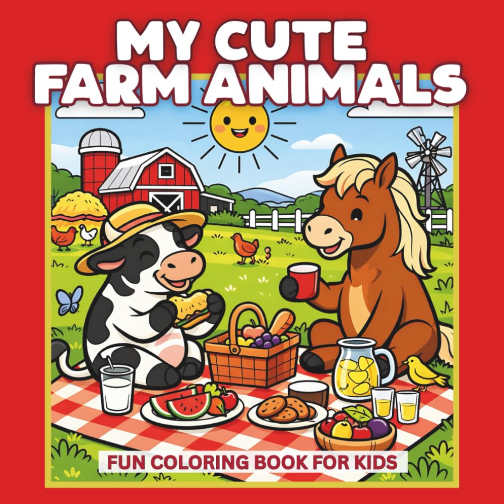My Cute Farm Animals Coloring Book for Kids: Fun and Simple Farm Animal Scenes with Bold, Easy Coloring Pages for Relaxing, Creative Fun