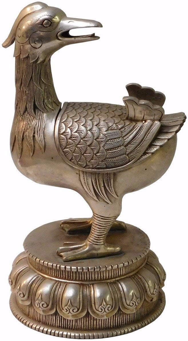 Vintage Reproduction Ancient Myth Phoenix Silver Color Metal Incense Burner an146