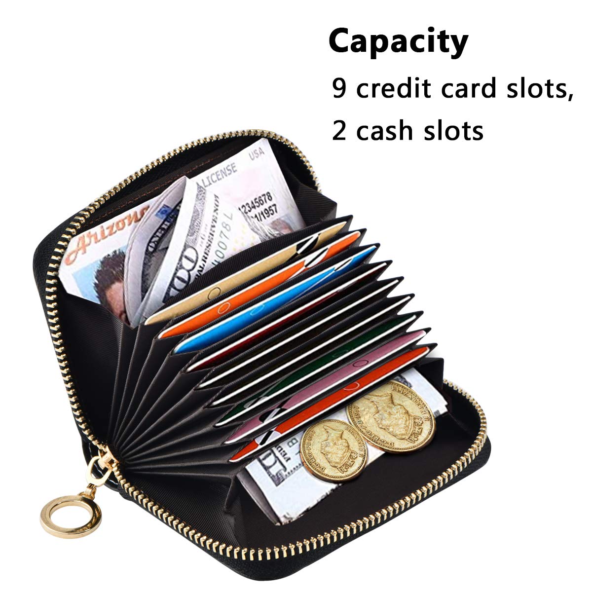 Etui na karty tło zebra zwierzę nadruk etui na karty kredytowe skórzany portfel zamek błyskawiczny dla mężczyzn kobiet przenośne, Tło Zebra Animal Print, one size