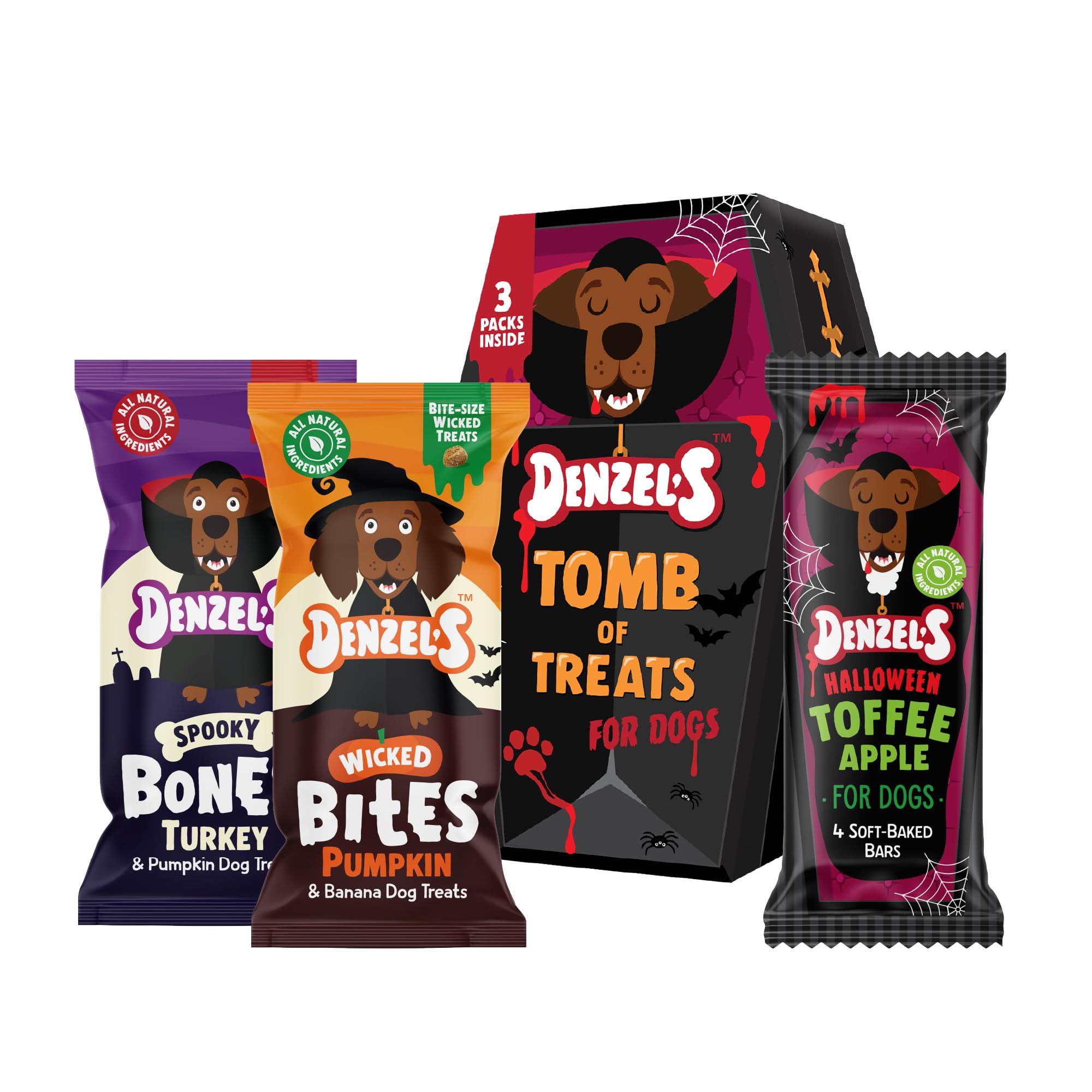 Denzel's Limited Edition Halloween Dog Treats - Tomb Gift Box - 3 spooky treats - 140g