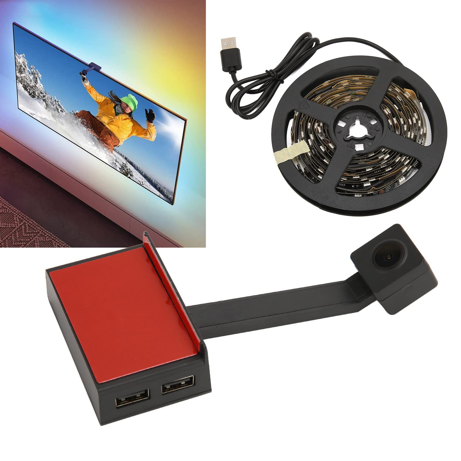 Septpenta Bande Lumineuse de Rétroéclairage TV RVB, Contrôle par Application de Caméra 1080P Technologie Rétroéclairage LED TV WiFi, Effets D'éclairage Dynamiques pour Téléviseur 55 à 65 Pouces(UE)