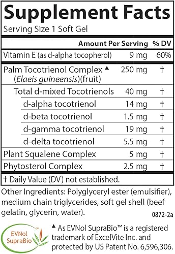 Miniatura 4 de Carlson - Tocomin SupraBio, Complejo de Tocotrienol de Espectro Complejo, Tocotrienoles sin OMG, Alfa, Beta, Gamma, Delta, 120 cápsulas blandas