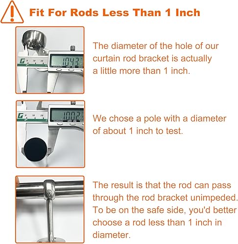 Miniatura 2 de KOVOSCH 4 Pack Stainless Steel Curtain Rod Brackets, 1 Inch Ceiling Mount Rod Holder, Heavy Duty Curtain Rod Brackets Rod Holder with Adjustable