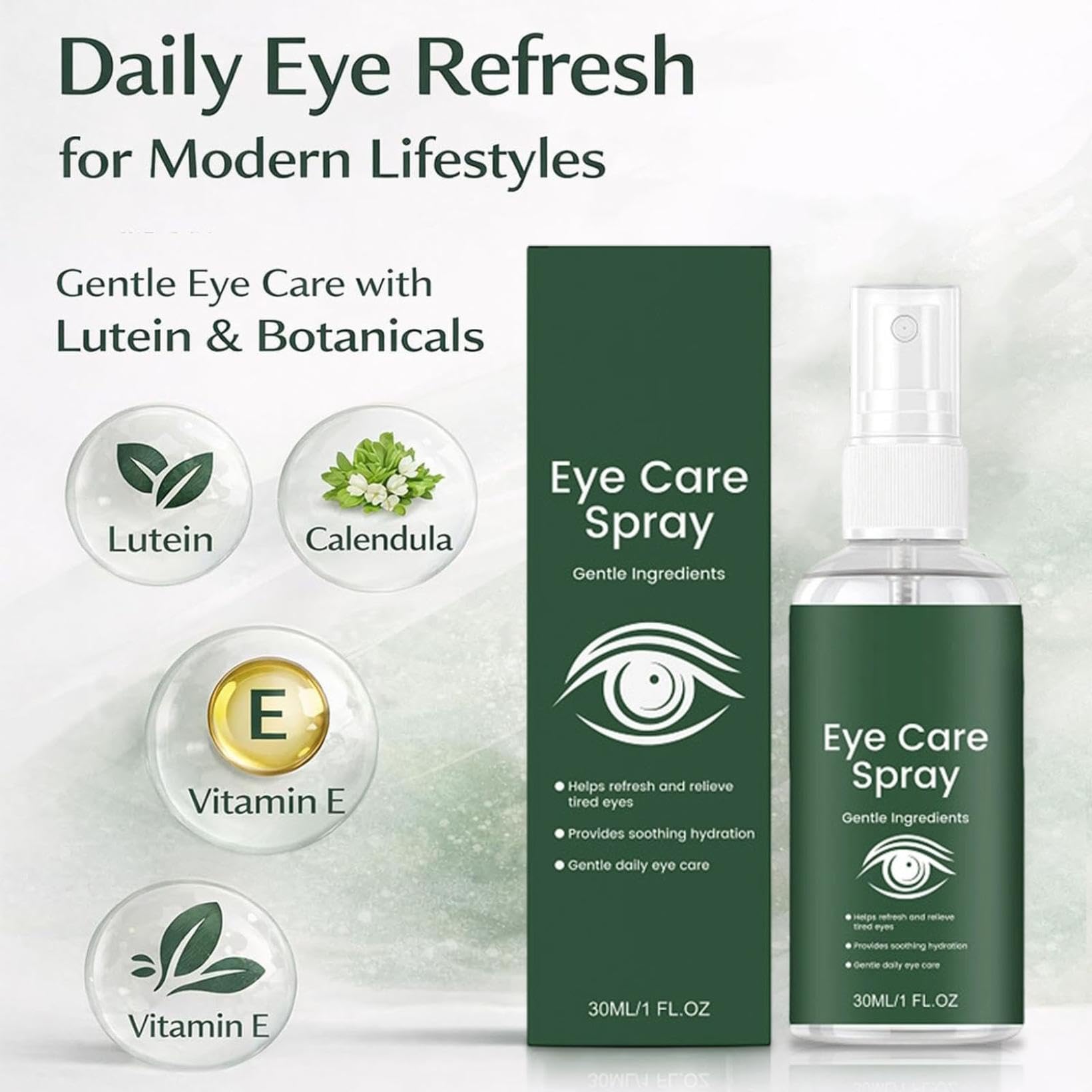Luteinowy spray do pielęgnacji oczu, zawiera luteinę, nagietek, witaminę E, długotrwałe nawilżanie, łagodna pielęgnacja, łagodzi suchość oczu, codzienny roztwór do pielęgnacji oczu (3 szt.)