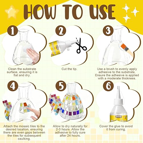 Miniatura 5 de JAOJAO Pegamento de mosaico, pegamento para azulejos de mosaico, adherencia súper fuerte, duradero, firme, flexible, resistente a la intemperie y a