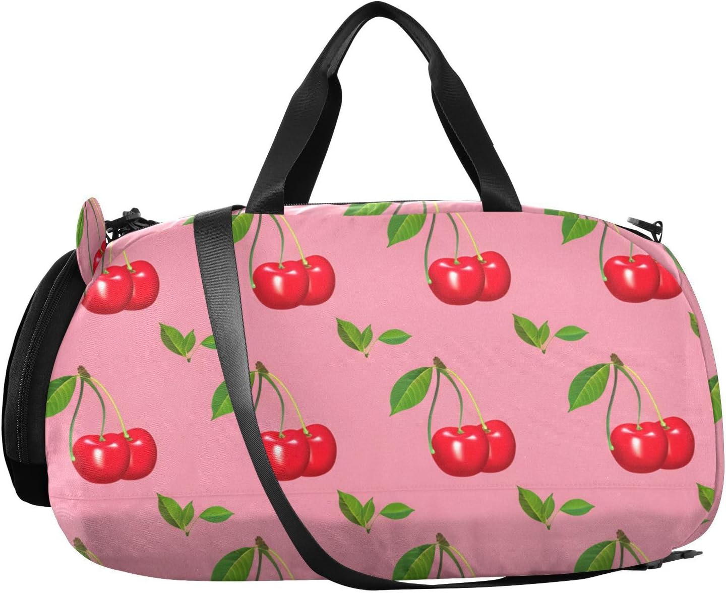 Cherry Kids Overnight Duffle Bag,Gymnastics Sports Dance Bag with Shoe Compartment & Wet Pocket, Travel Weekender Tote for Boys & Girls