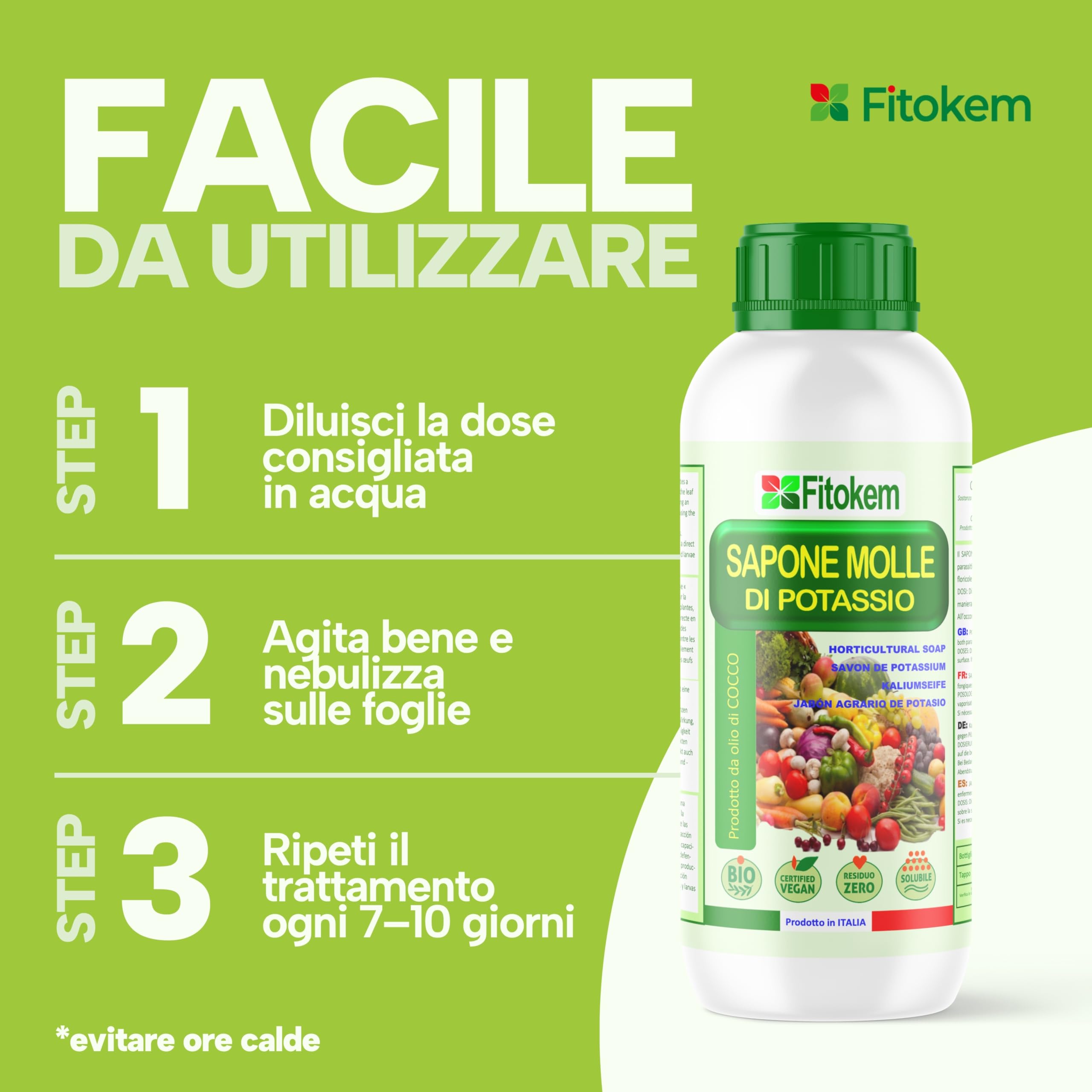 FITOKEM Sapone Molle Potassico per Piante 1L Insetticida Afidi Cocciniglia