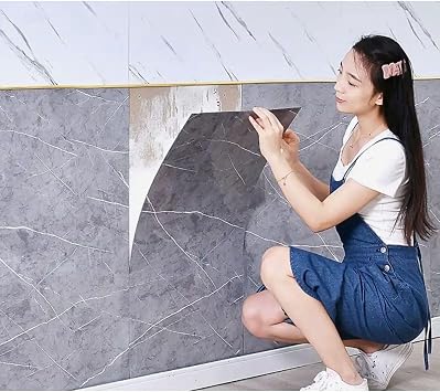 Doori Gri mermer desen yapışkanlı pvc duvar kaplama mutfak banyo sticker 30 * 60cm (6 adet) 1,08mt2