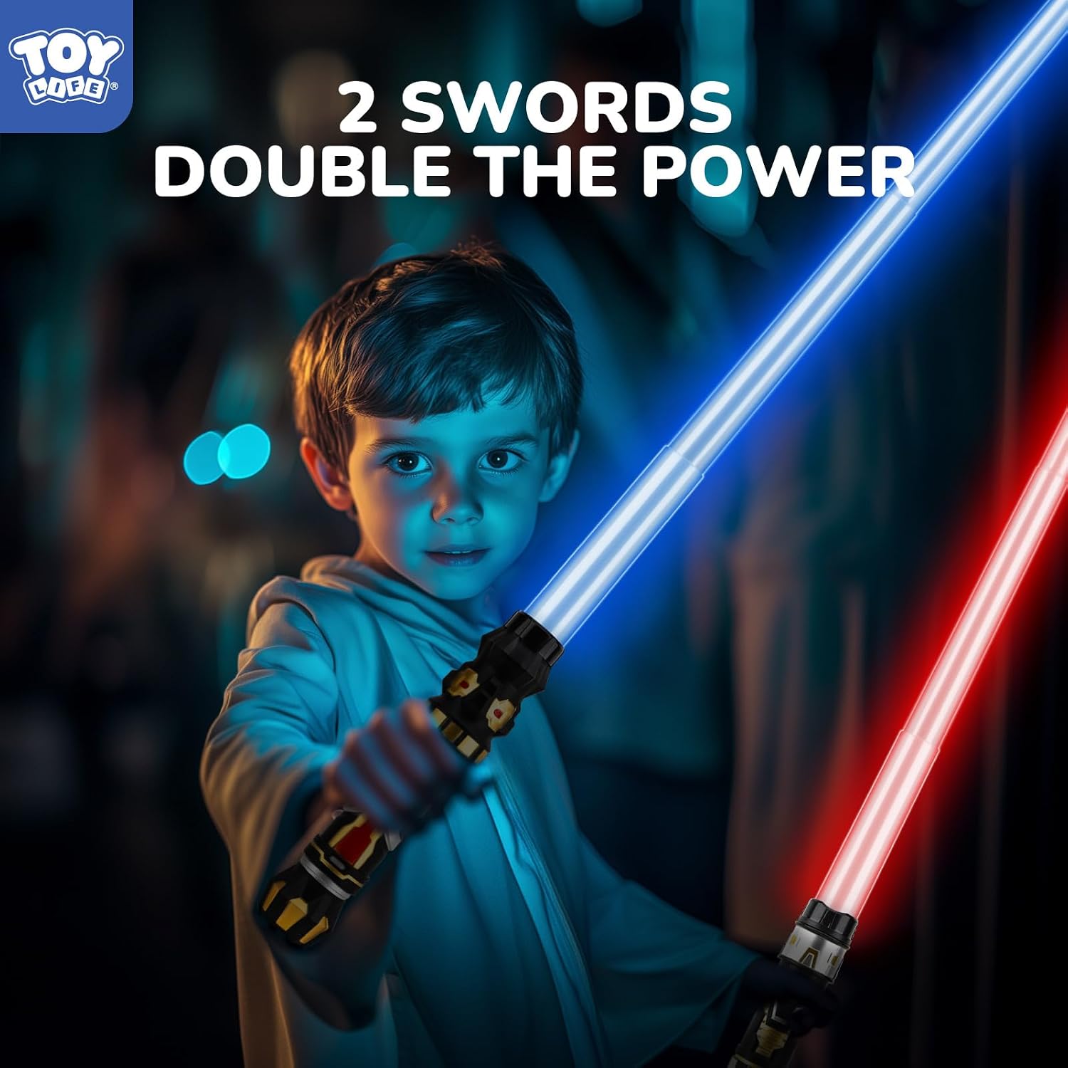 TOY Life Light up Saber 2 Pack Light up Saber for Kids Extendable Light Up Toy Sword for Kids with Motion Sensitive FX Sound Dark Sword for Halloween Dress Up Parties Gifts