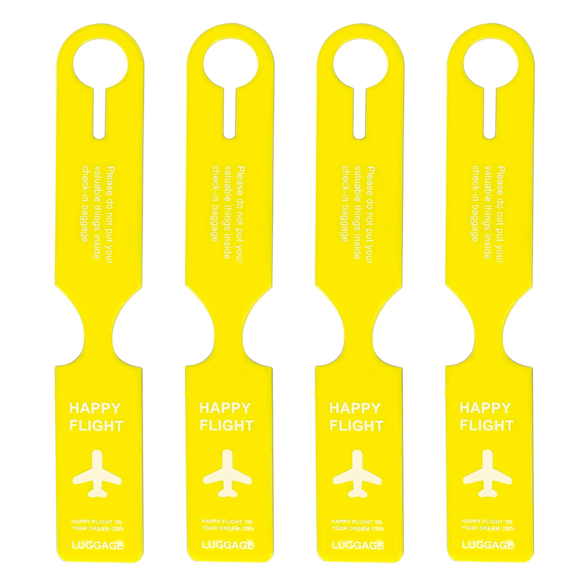 4 Pack Luggage Tags PVC Luggage Labels for Suitcases with Name Address Phone Number Labels Travel Tag for Baggage Identity ID Labels - Yellow