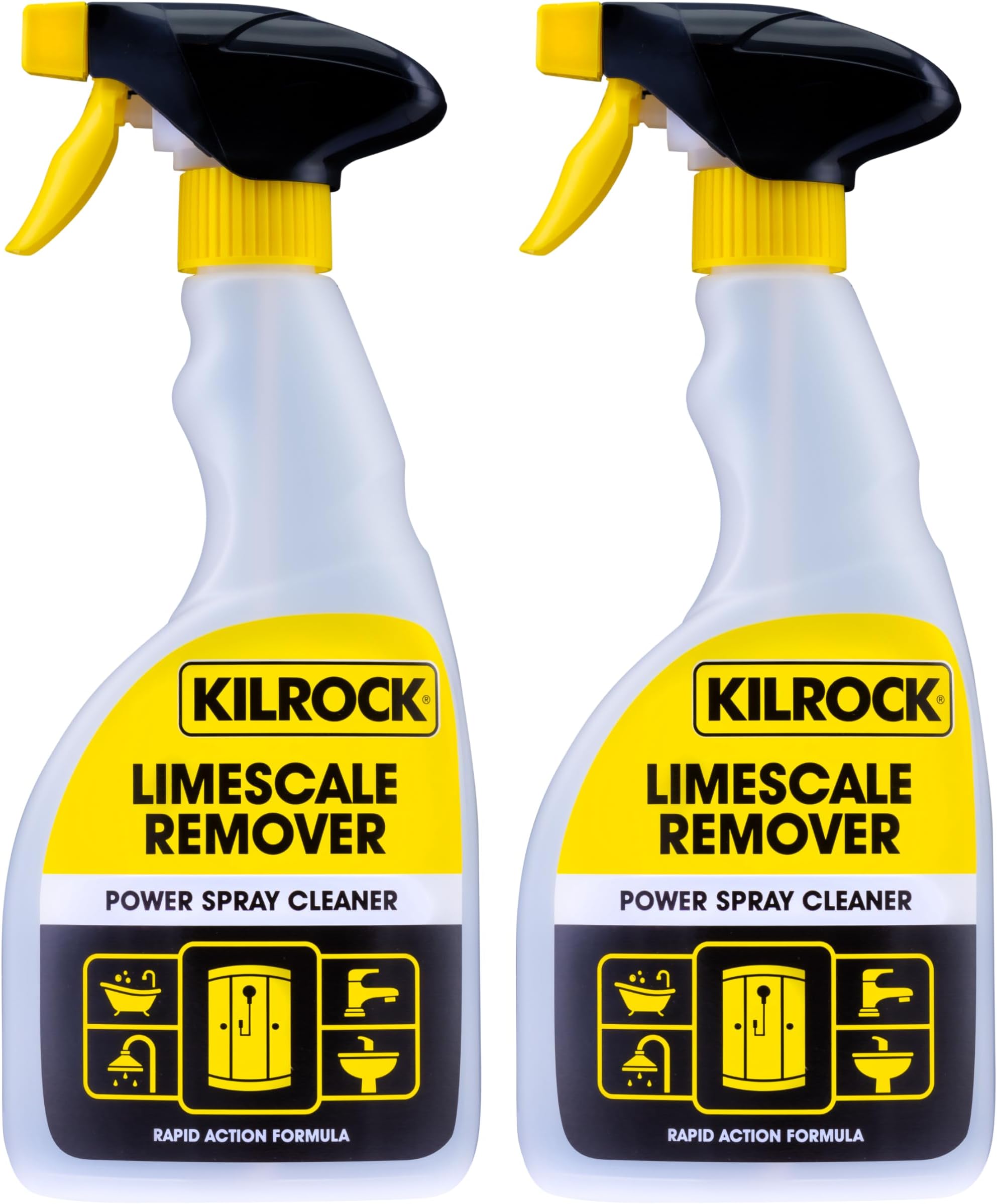 Limescale Remover Power Spray Cleaner 2 x 500ml - Rapid Action Formula - 100% Limescale Removal, Destroys Hard Water Stains - Perfect for Bathrooms, Sinks, Shower Screens, Toilets, Baths.