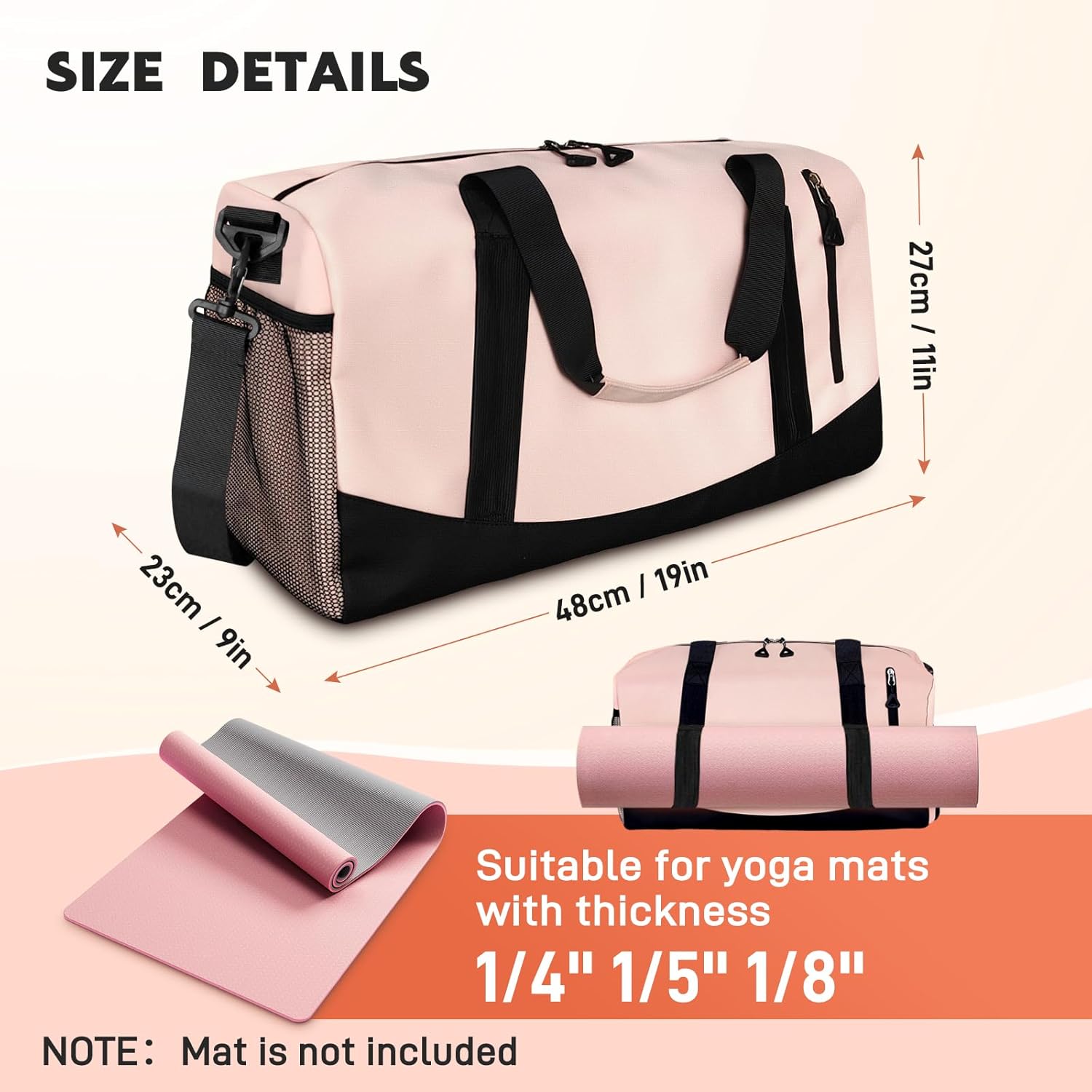 Yoga Mat Bag, Gym Workout Bag with Water Bottle Pocket, Pilates Bag for Women with Wet & Dry Pocket, Yoga Bags and Carriers Fits All Your Stuff, Yoga Tote Bag for Sports Travel Office